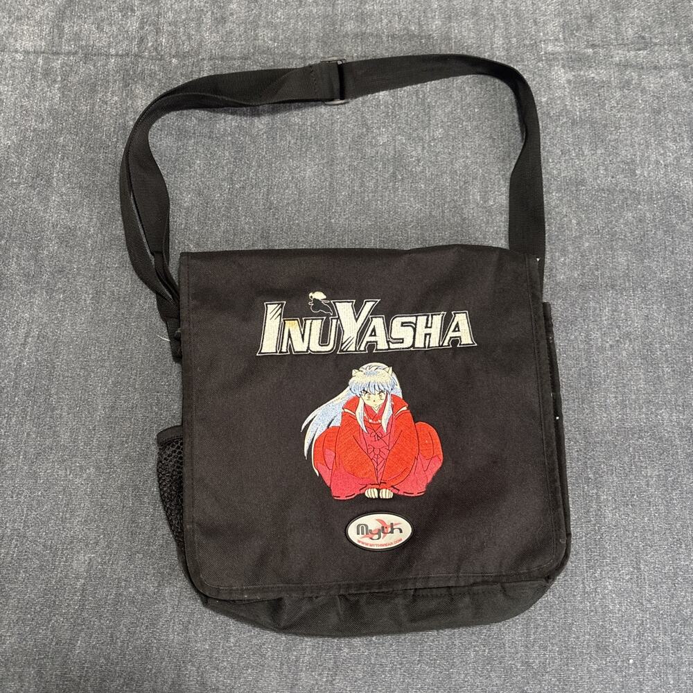 INUYASHA VINTAGE ANIME Messengers Bag EMBROIDERED Black Y2K